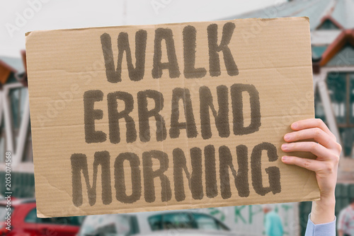 Billede på lærred "Walk errand morning" Daily tasks done on foot
