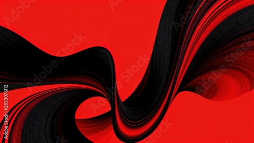 Abstract red and black flowing lines