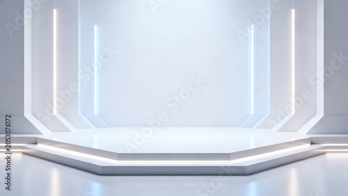 Modern minimalist stage with neon lights