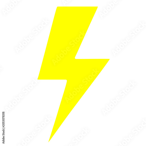 Foto Neon Yellow lightning bolt energy icon High voltage synth wave 80s