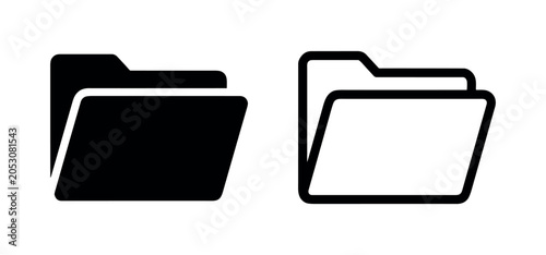 Schilderij op canvas Folder Icons: Set of two solid and outline illustrations of open folders