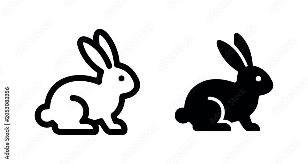 Obraz premium Stylized black and white rabbit icons