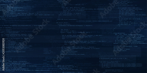 Canvas Print Blue programming code background