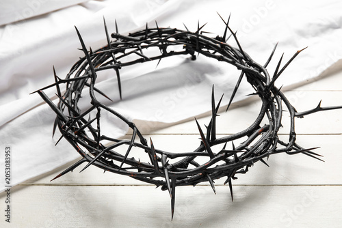 Crown of thorns and fabric ...
