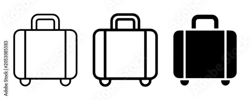Travel Luggage Icons, Suitcase Vector Set, Black and White Bag Graphics