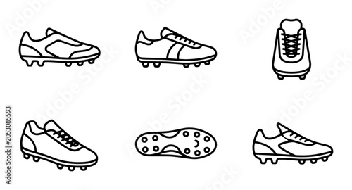 Soccer Cleats Vector Icons, Football Boots Set, Athletic Footwear Collection, Sport Shoes Graphics