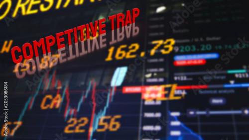 Fotografi Competitive Market Trap Warning 3d render.