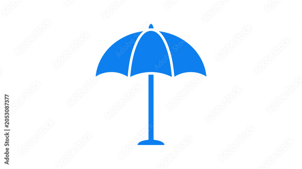 Obraz premium Blue Beach Umbrella Icon Symbol.