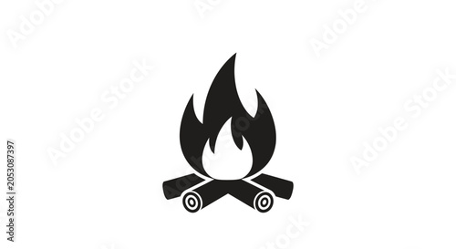 Fotografía Campfire Icon With Crossed Logs.