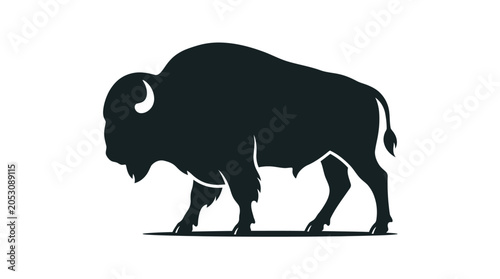 Tableau sur toile Bison Walking Silhouette Side View Profile.