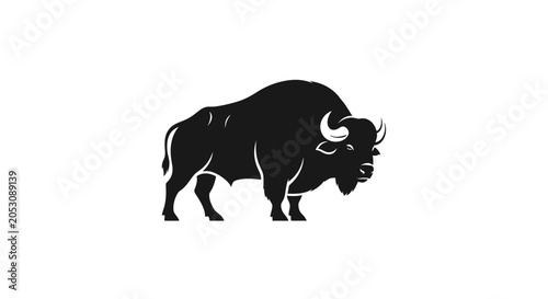 Canvastavla Black silhouette of an American bison.
