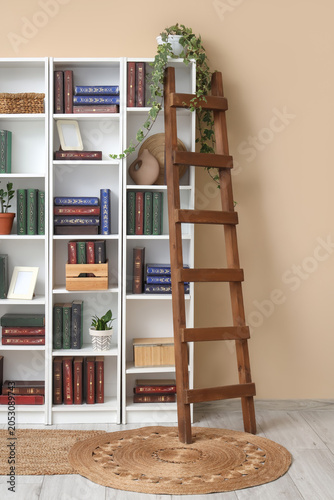 Interior of home library wi...