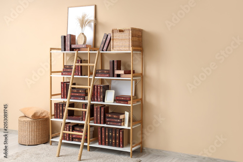 Interior of home library wi...
