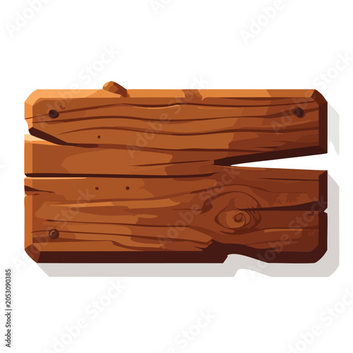 Cartoon wooden signboard isolated on white background.