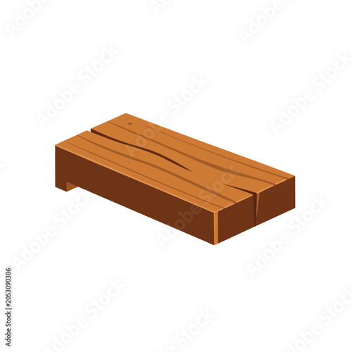 Isometric illustration of a wooden plank block.