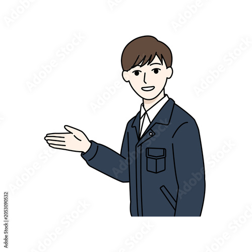  Male worker guiding or explaining direction (logistics and maintenance industry)