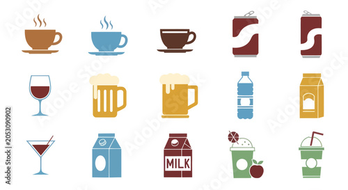 Photos Drinks and Beverages Icon Set.