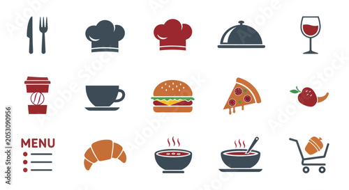 Tableau sur toile Food and drink icons collection.