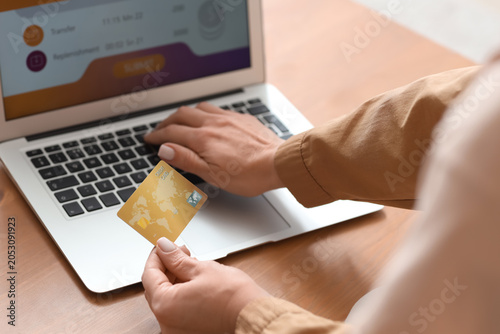 Muslim woman with credit ca...