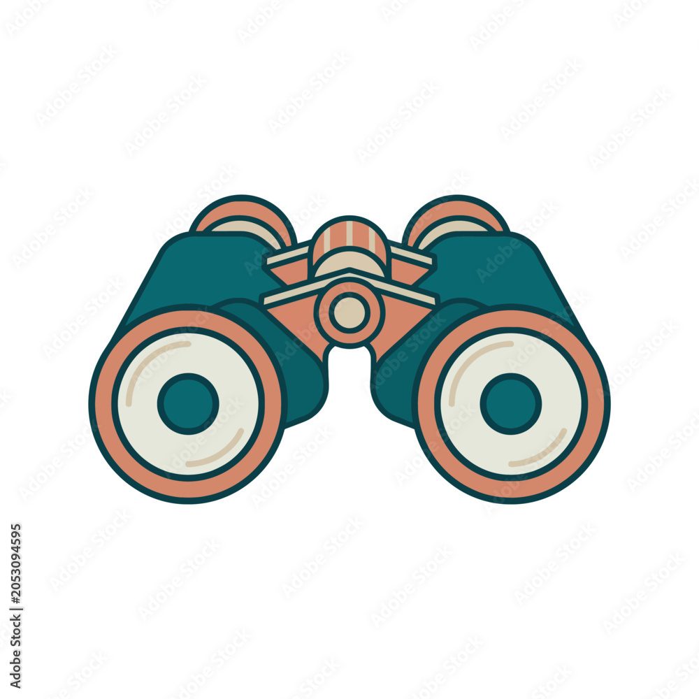 Fototapeta premium A flat vector illustration of a pair of binoculars for bird watching and travel.