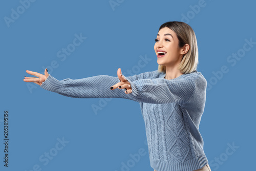 Beautiful happy young woman...