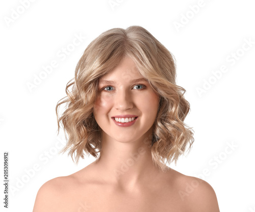 Smiling young woman with wa...