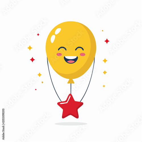 Happy Yellow Balloon with Star Decoration