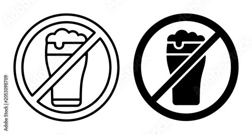 Bild auf Leinwand No Alcohol Signs, Prohibition Icons, Beverage Ban Symbols, Vector Graphics