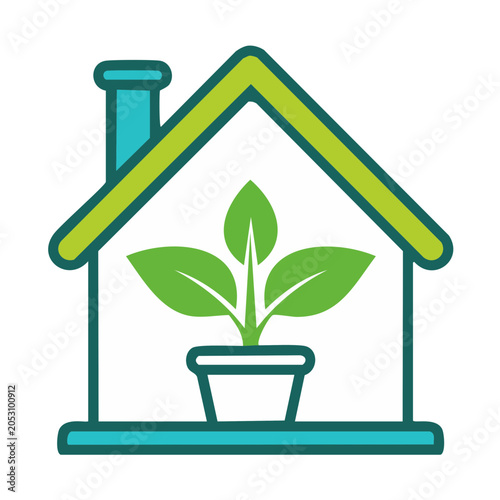 House with potted plant icon