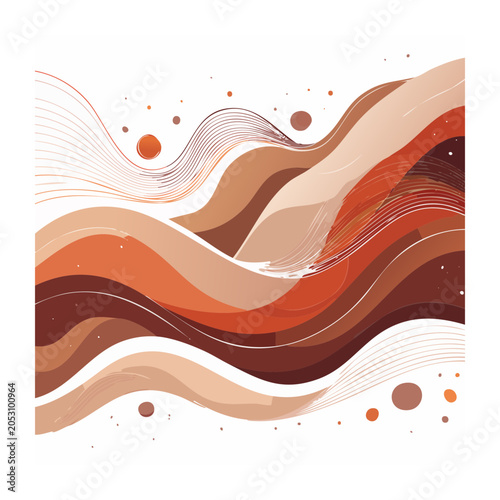 Modern abstract orange and brown wave illustration