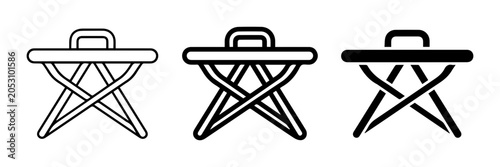 Bild auf Leinwand Portable Folding Stool Icon Set, Compact Camping Seat Vector Graphics