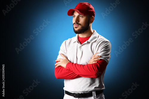 Confident young man in red ...