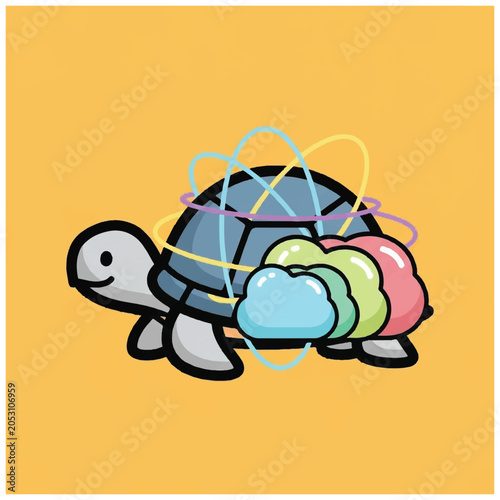 Cuadro en lienzo Colorful turtle with rainbow shell.