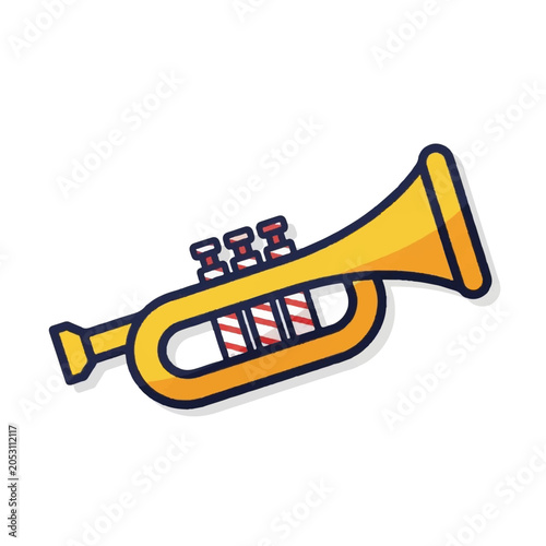 Yellow cartoon trumpet musical instrument