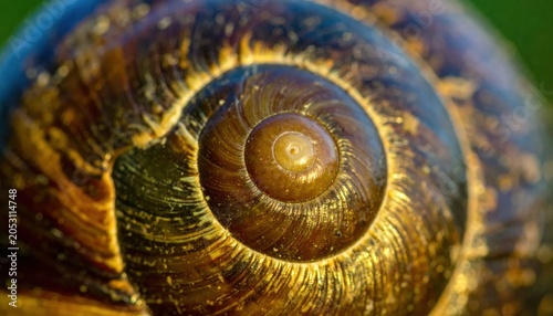 Macro View of Snail Shell Spiral Pattern.