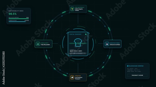 Abstract Digital Futuristic Data Network Diagram with Glowing Nodes and Connections on a Dark Background