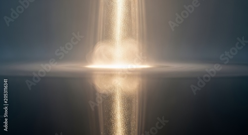 Abstract light beam illuminating a dark, reflective surface, creating a sense of mystery and depth.