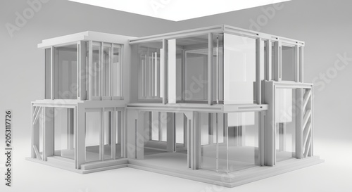Architectural Framework of a Modern House Under Construction.