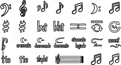 Obraz na plátně Music Notation Symbols Collection
