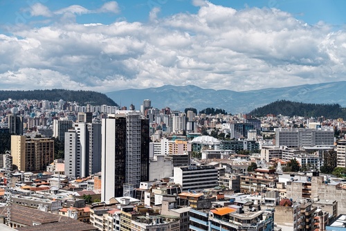 Εκτύπωση καμβά View of Quito City Showing Buildings and Mountains in Pichincha, Ecuador During