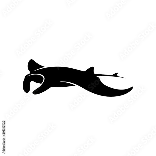 Stylized Silhouette Outline of a Large Marine Animal