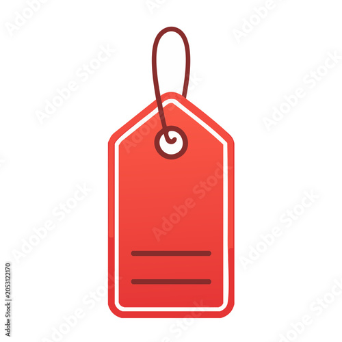 Red price tag with string isolated