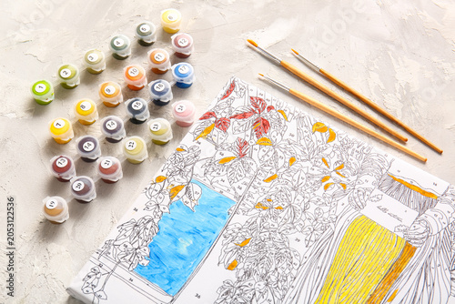 Paints, brushes and unfinis...