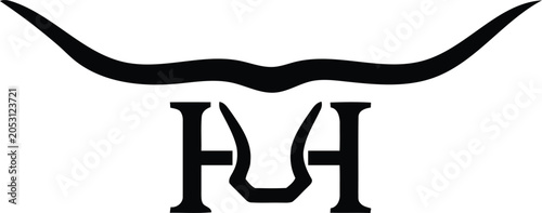 Slika na platnu hh cow logo hh h letter logo design