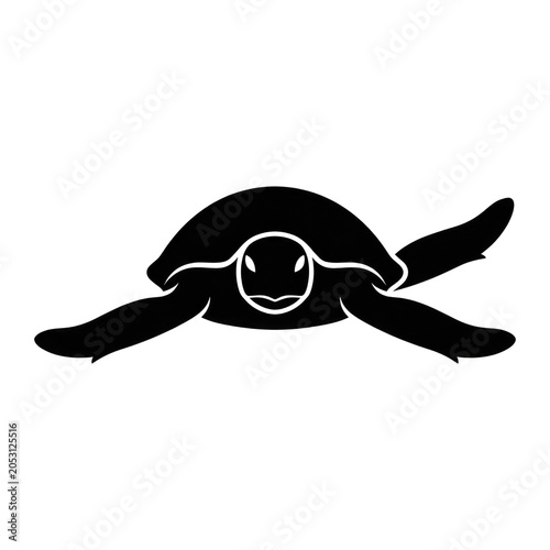 Stylized Sea Turtle Outline Graphic Facing Viewer