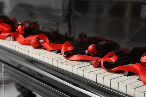 Christmas balls with red ri...