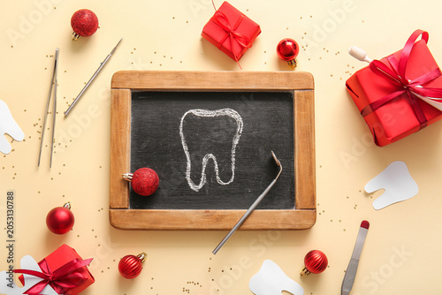 Chalkboard with drawn tooth...