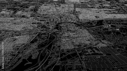 3D looped animation of city - Columbus Ohio, USA