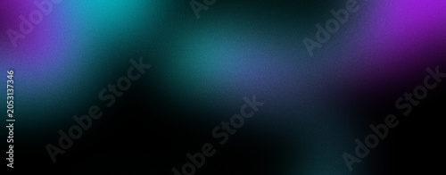 Foto Wide abstract banner background with a textured, grainy gradient blending deep b