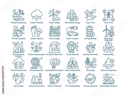 Foto Sustainable Energy Icons and Symbols.